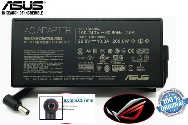 Asus ADP-200JB Orijinal 200W Laptop Adaptörü (6.0x3.7mm İğne Uç)