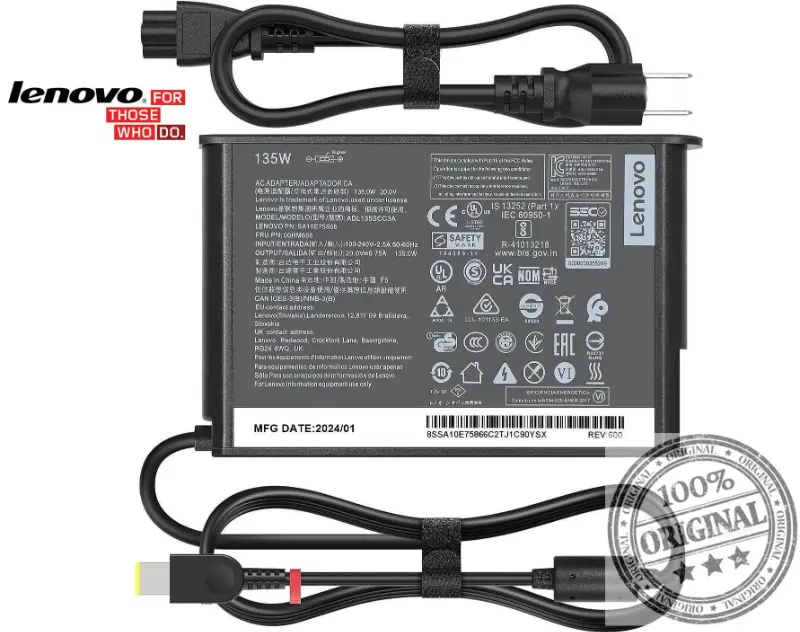Orijinal Lenovo 135W Slim Tip Adaptör Şarj Cihazı (20V 6.75A)